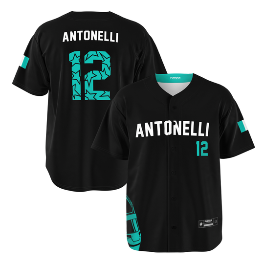 Antonelli - Carbon Black Teal Helmet Jersey