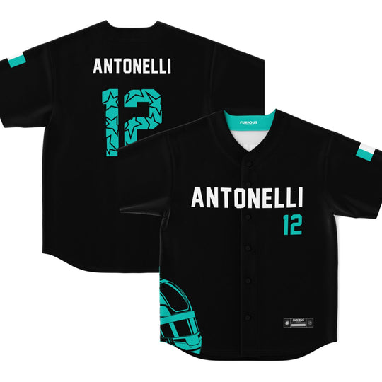 Antonelli - Carbon Black Teal Helmet Jersey
