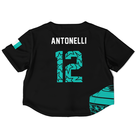 Antonelli - Carbon Black Teal Helmet Jersey Crop Top
