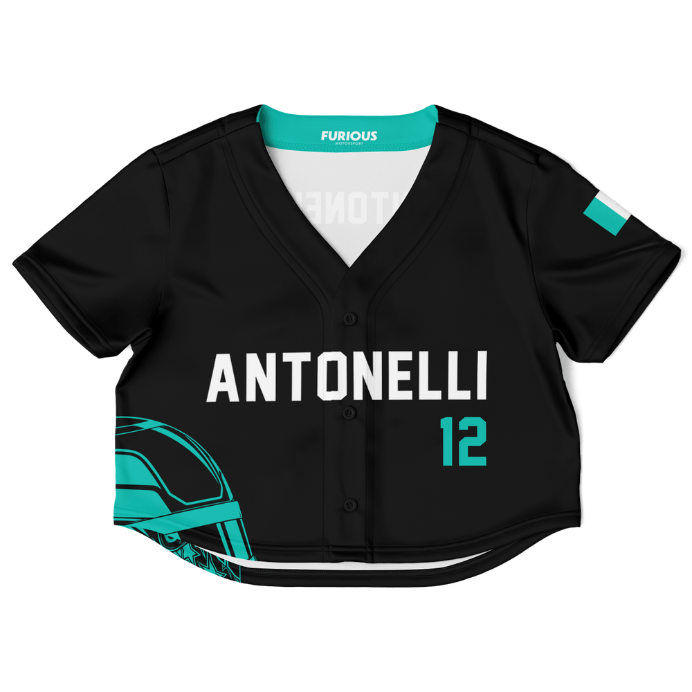 Antonelli - Carbon Black Teal Helmet Jersey Crop Top - Furious Motorsport