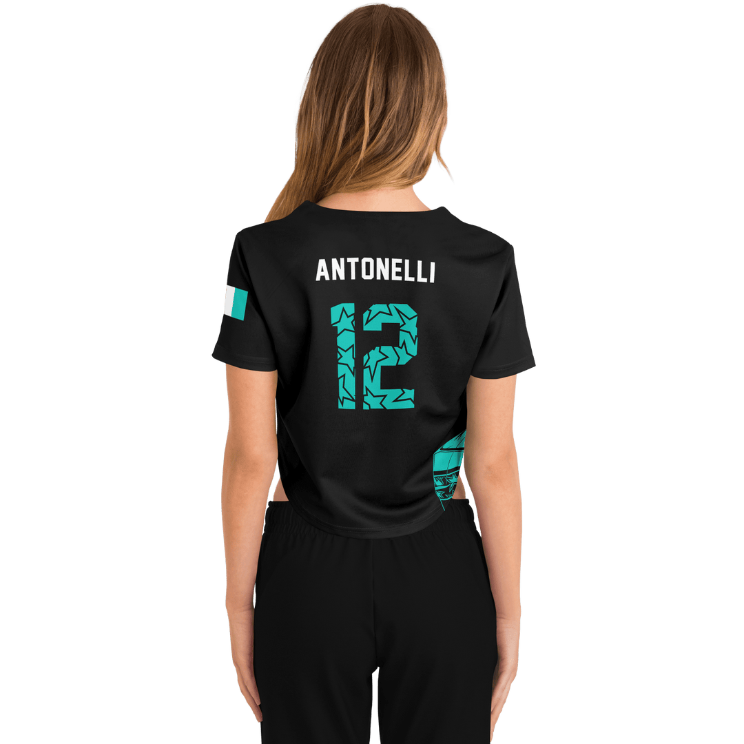Antonelli - Carbon Black Teal Helmet Jersey Crop Top - Furious Motorsport