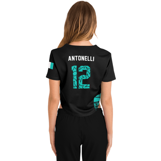 Antonelli - Carbon Black Teal Helmet Jersey Crop Top - Furious Motorsport