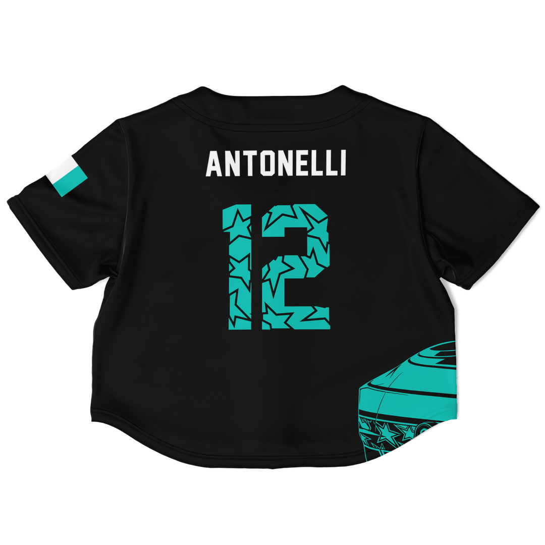 Antonelli - Carbon Black Teal Helmet Jersey Crop Top - Furious Motorsport