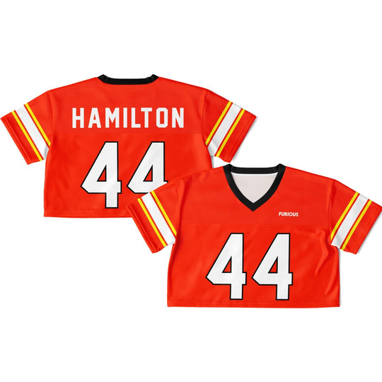 Hamilton - Red Alternate Crop Top Football Jersey - Furious Motorsport