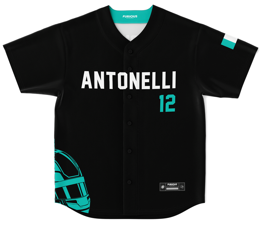 Antonelli - Carbon Black Teal Helmet Jersey