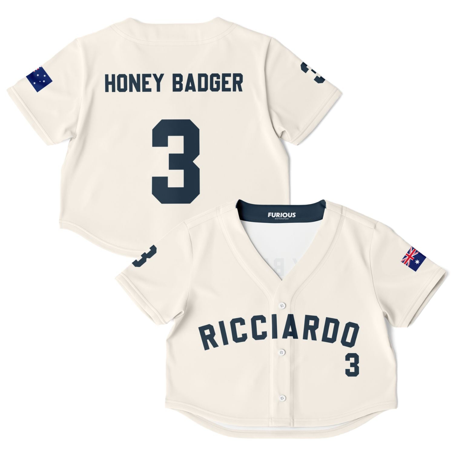 Ricciardo - Off-White Crop Top Jersey (Clearance) - Furious Motorsport