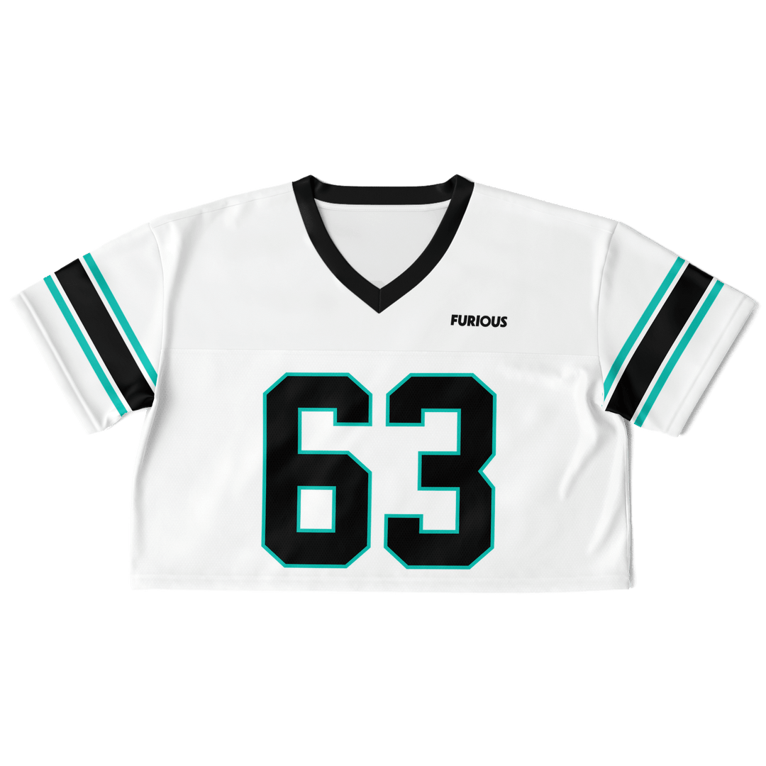 Russell Football Crop Top - White - Furious Motorsport