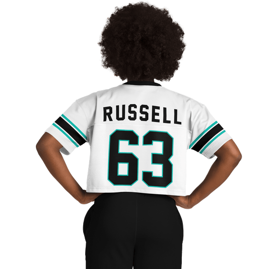 Russell Football Crop Top - White - Furious Motorsport