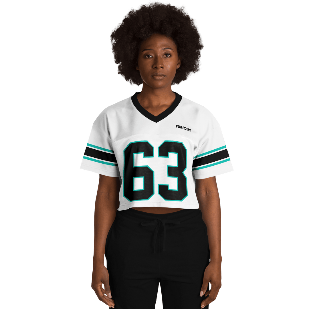 Russell Football Crop Top - White - Furious Motorsport