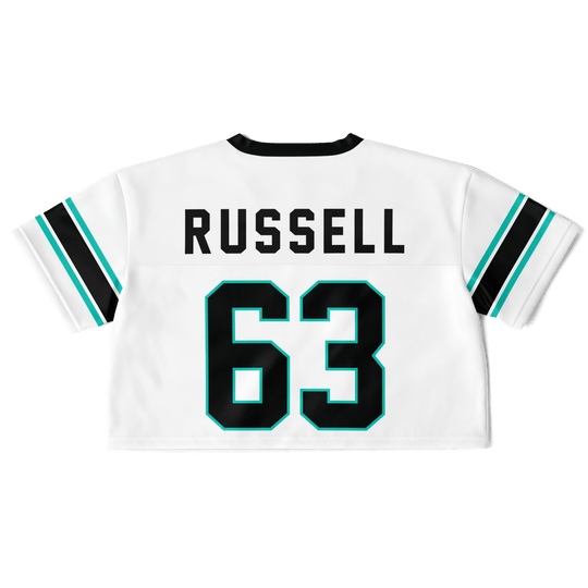 Russell Football Crop Top - White - Furious Motorsport