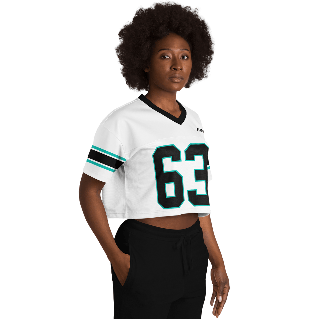 Russell Football Crop Top - White - Furious Motorsport