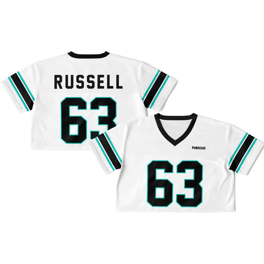Russell Football Crop Top - White - Furious Motorsport