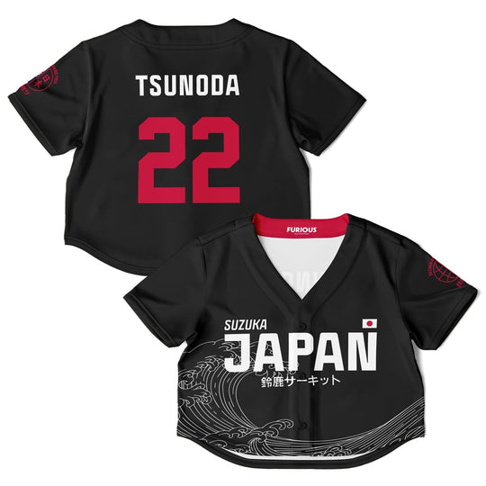 Tsunoda - Carbon Black Suzuka "Great Wave" Crop Top (Clearance) - Furious Motorsport